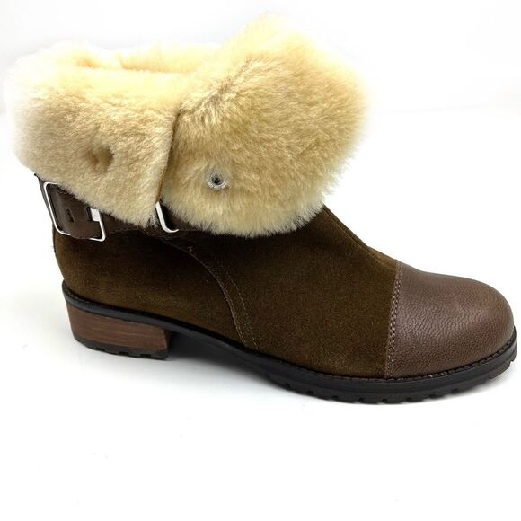 New Anthropologie x Matt Bernson Tundra Shearling Brown Suede Boots size 7.5 - Picture 4 of 6